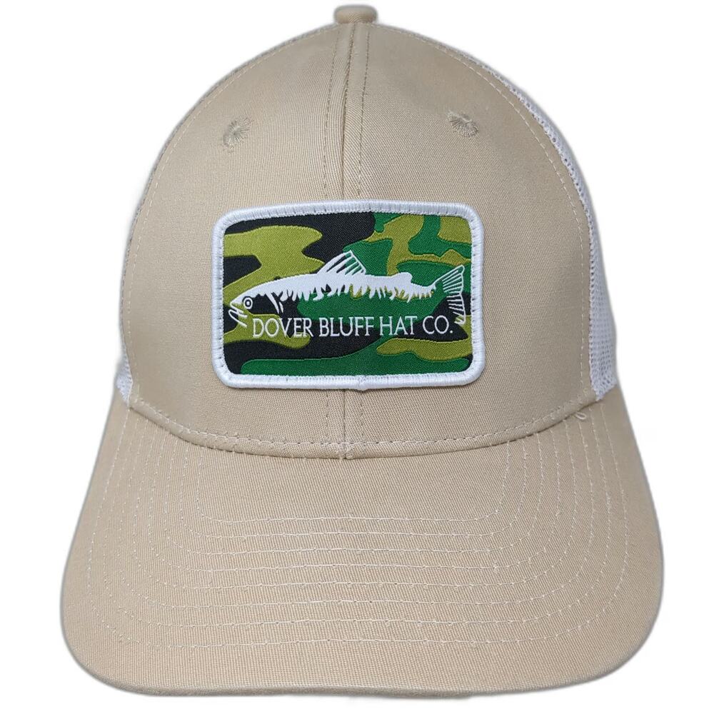 Dover Bluff Hat Co. Trucker Hat Brown One Size Mesh Back Fish Patch Snapback